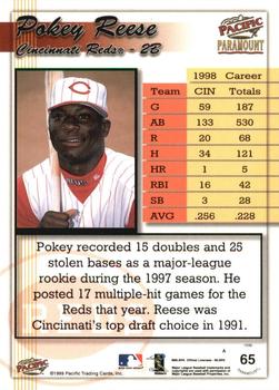 1999 Pacific Paramount - Holo-Silver #65 Pokey Reese  Back