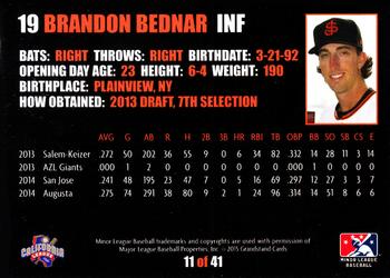 2015 Grandstand San Jose Giants #11 Brandon Bednar Back