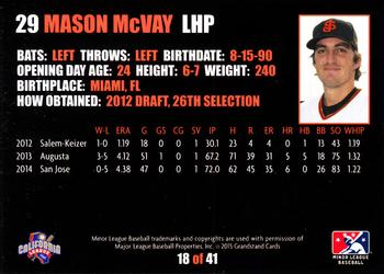 2015 Grandstand San Jose Giants #18 Mason McVay Back