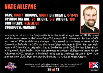 2015 Grandstand San Jose Giants #36 Nate Alleyne Back