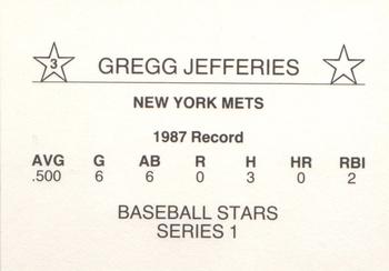 1988 Baseball Stars Series 1 (unlicensed) #3 Gregg Jefferies Back