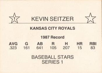 1988 Baseball Stars Series 1 (unlicensed) #1 Kevin Seitzer Back