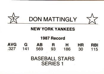 1988 Baseball Stars Series 1 (unlicensed) #5 Don Mattingly Back