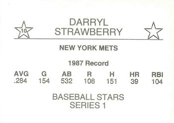 1988 Baseball Stars Series 1 (unlicensed) #10 Darryl Strawberry Back