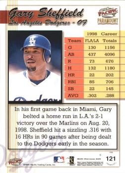 1999 Pacific Paramount - Opening Day #121 Gary Sheffield  Back