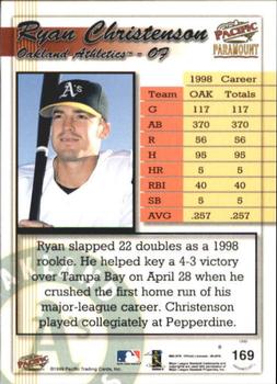 1999 Pacific Paramount - Opening Day #169 Ryan Christenson  Back