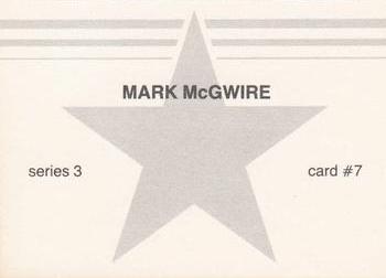 1988 Baseball Stars Series 3 (unlicensed) #7 Mark McGwire Back