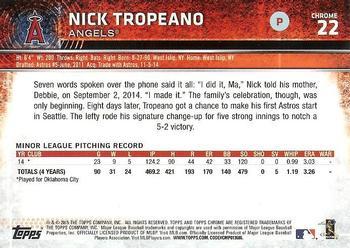 2015 Topps Chrome - Refractor #22 Nick Tropeano Back