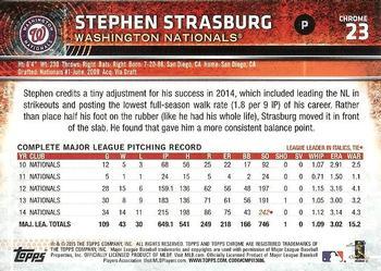 2015 Topps Chrome - Refractor #23 Stephen Strasburg Back
