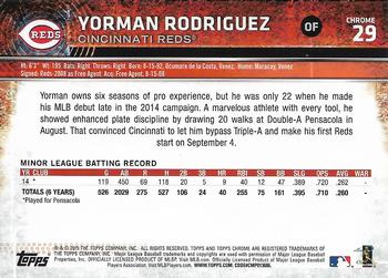 2015 Topps Chrome - Refractor #29 Yorman Rodriguez Back