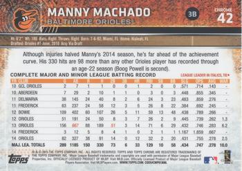 2015 Topps Chrome - Refractor #42 Manny Machado Back