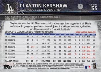 2015 Topps Chrome - Refractor #55 Clayton Kershaw Back
