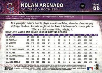 2015 Topps Chrome - Refractor #66 Nolan Arenado Back