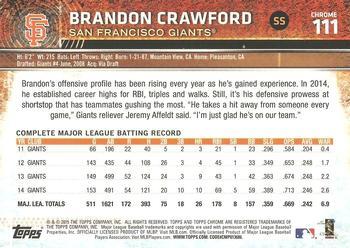 2015 Topps Chrome - Refractor #111 Brandon Crawford Back