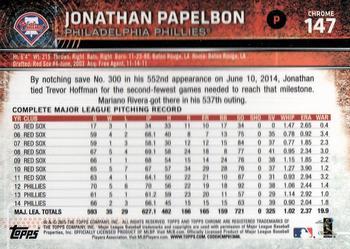 2015 Topps Chrome - Refractor #147 Jonathan Papelbon Back