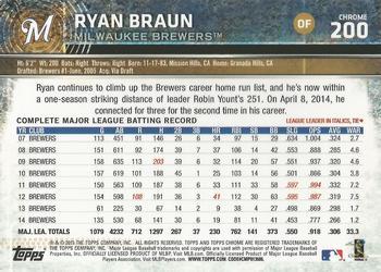 2015 Topps Chrome - Refractor #200 Ryan Braun Back