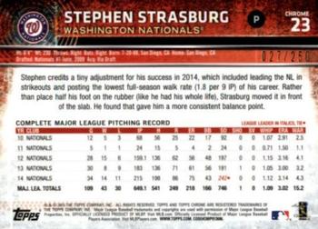 2015 Topps Chrome - Purple Refractor #23 Stephen Strasburg Back