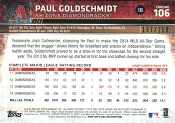 2015 Topps Chrome - Purple Refractor #106 Paul Goldschmidt Back