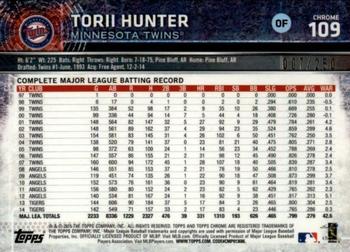 2015 Topps Chrome - Purple Refractor #109 Torii Hunter Back