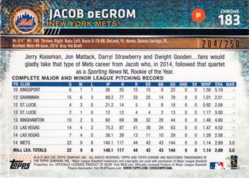 2015 Topps Chrome - Purple Refractor #183 Jacob deGrom Back