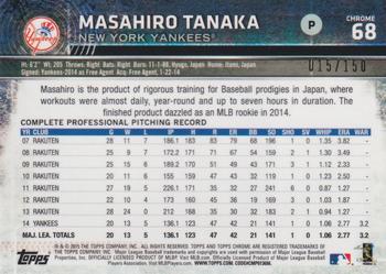2015 Topps Chrome - Blue Refractor #68 Masahiro Tanaka Back
