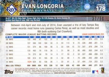 2015 Topps Chrome - Gold Refractor #178 Evan Longoria Back