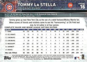 2015 Topps Chrome - Sepia Refractor #16 Tommy La Stella Back
