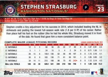 2015 Topps Chrome - Sepia Refractor #23 Stephen Strasburg Back