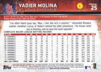 2015 Topps Chrome - Sepia Refractor #25 Yadier Molina Back