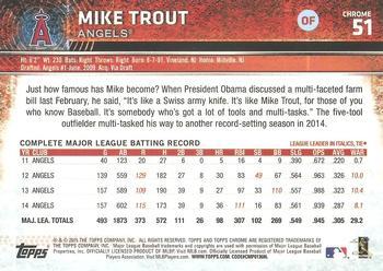 2015 Topps Chrome - Sepia Refractor #51 Mike Trout Back