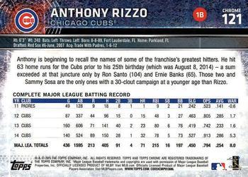2015 Topps Chrome - Sepia Refractor #121 Anthony Rizzo Back