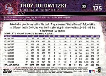 2015 Topps Chrome - Sepia Refractor #125 Troy Tulowitzki Back