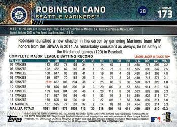 2015 Topps Chrome - Pink Refractor #173 Robinson Cano Back