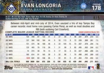 2015 Topps Chrome - Red Refractor #178 Evan Longoria Back