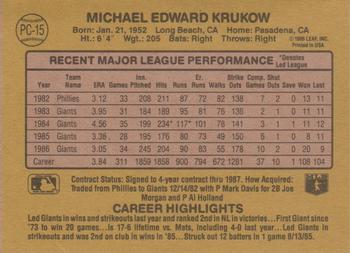 1987 Donruss All-Stars - Cello Box Bottom Panel Singles #PC-15 Mike Krukow Back