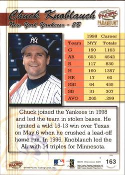 1999 Pacific Paramount - Red #163 Chuck Knoblauch  Back