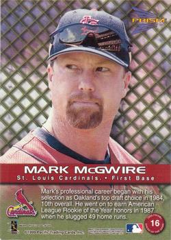 1999 Pacific Prism - Ahead of the Game #16 Mark McGwire  Back