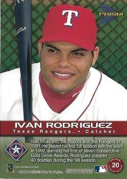 1999 Pacific Prism - Ahead of the Game #20 Ivan Rodriguez  Back
