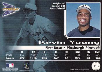 1999 Pacific Prism - Holographic Gold #116 Kevin Young  Back