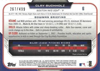2015 Bowman Chrome - Refractors #6 Clay Buchholz Back