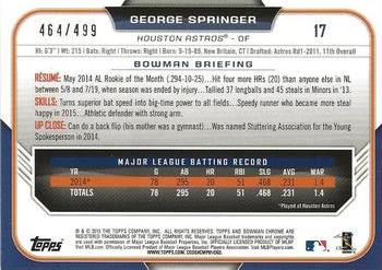 2015 Bowman Chrome - Refractors #17 George Springer Back