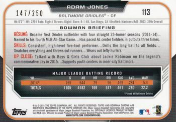 2015 Bowman Chrome - Purple Refractors #113 Adam Jones Back