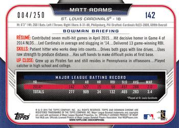 2015 Bowman Chrome - Purple Refractors #142 Matt Adams Back