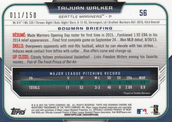 2015 Bowman Chrome - Blue Refractors #56 Taijuan Walker Back