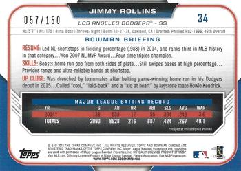 2015 Bowman Chrome - Blue Refractors #34 Jimmy Rollins Back