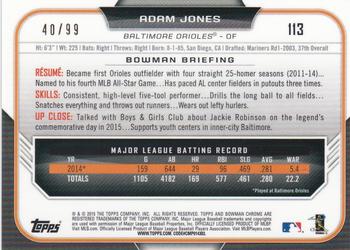 2015 Bowman Chrome - Green Refractors #113 Adam Jones Back