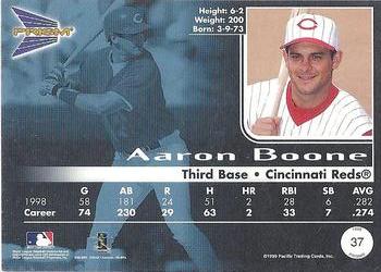 1999 Pacific Prism - Holographic Purple #37 Aaron Boone  Back