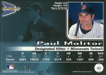 1999 Pacific Prism - Holographic Purple #83 Paul Molitor  Back