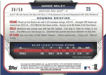 2015 Bowman Chrome - Gold Refractors #25 Wade Miley Back