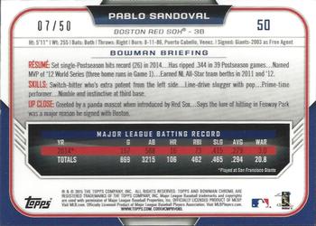 2015 Bowman Chrome - Gold Refractors #50 Pablo Sandoval Back